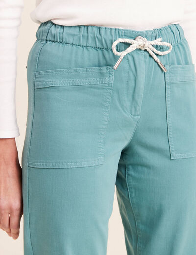 Pantalon coupe mom 7/8&egrave;me bleu turquoise femme