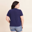 T-shirt col v manches courtes bleu marine femme