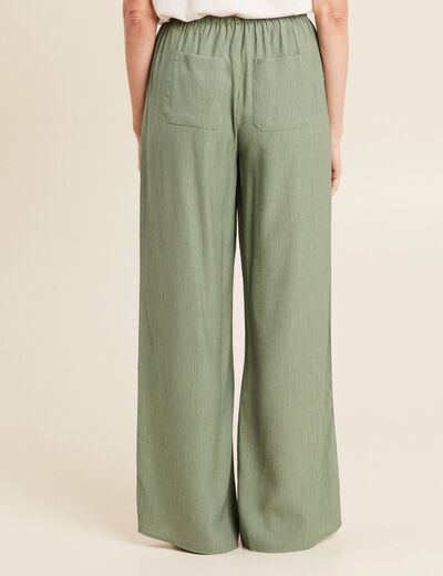 Pantalon large fluide vert kaki femme