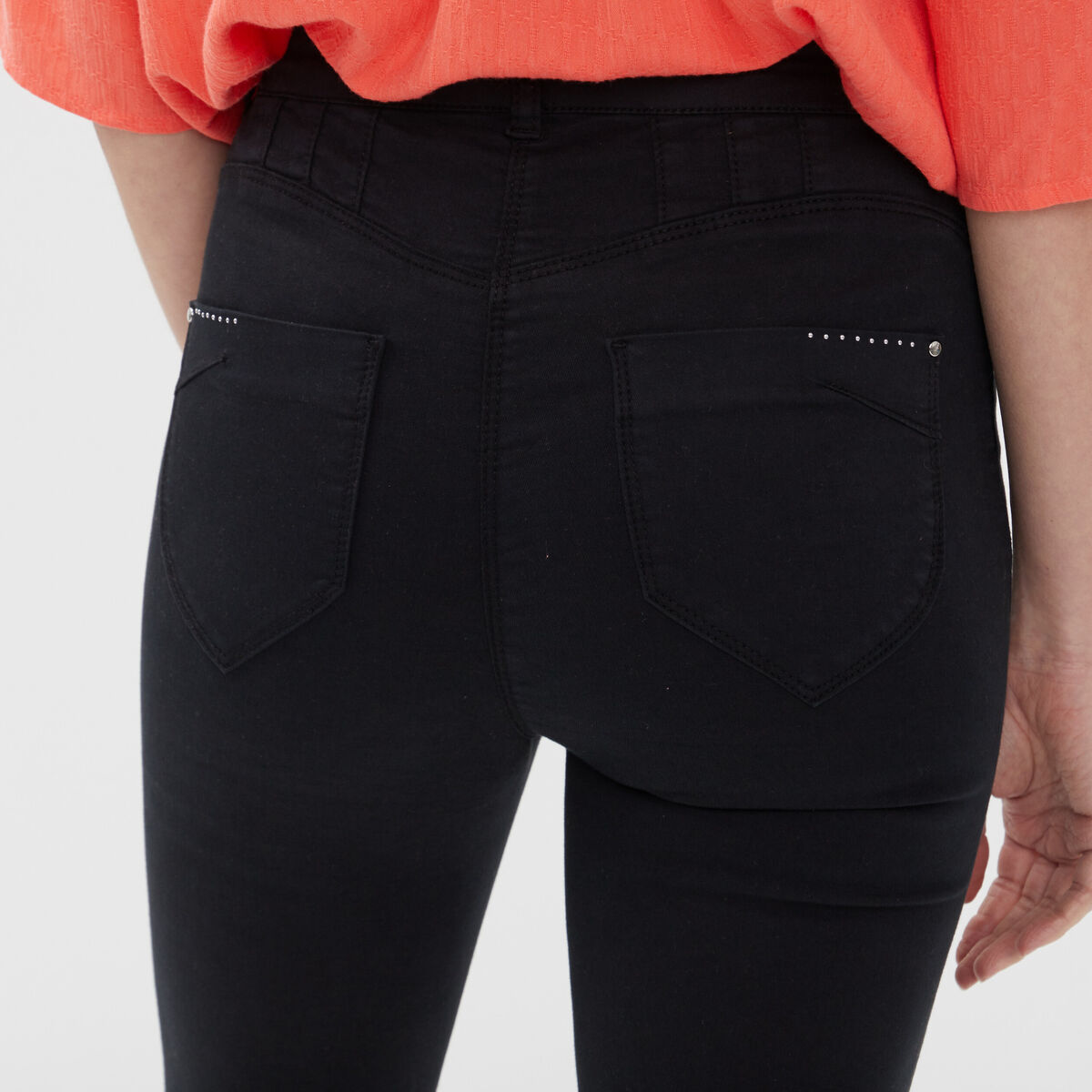 Pantacourt droit taille haute noir femme