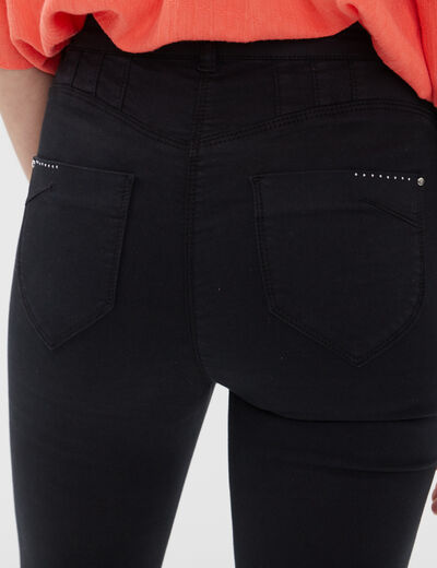 Pantacourt droit taille haute noir femme