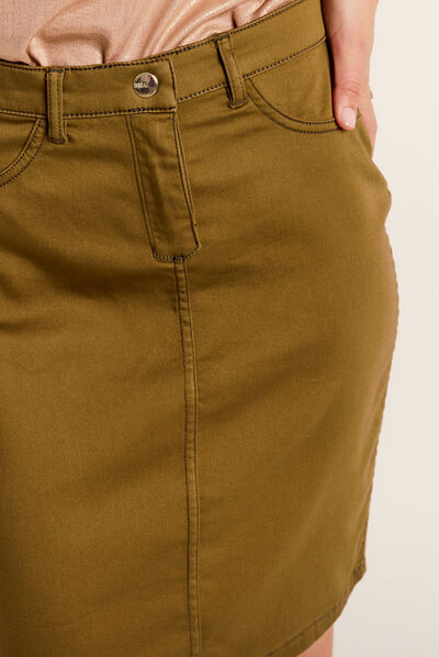Jupe droite réversible couleur bronze femme