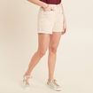 Short droit taille élastiquée ivoire femme