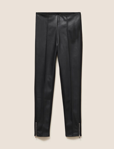 Legging 7/8&egrave;me similicuir noir femme