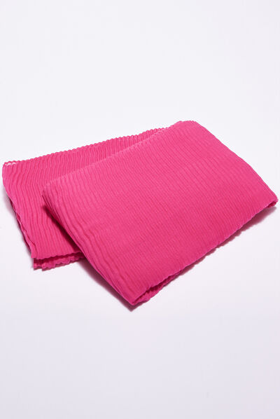 Foulard plissé rose fushia femme