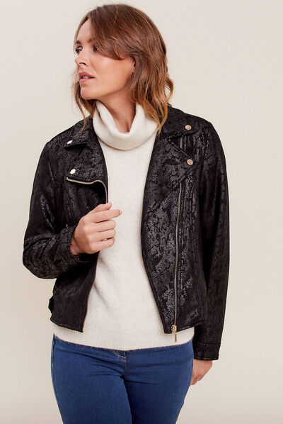 Veste perfecto suédine noir femme