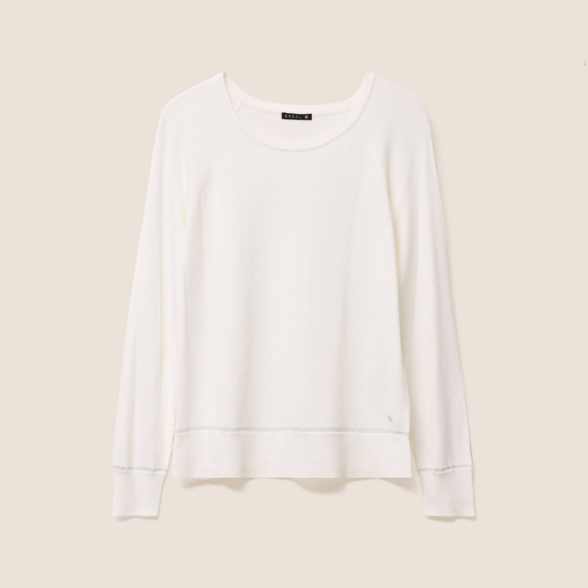 Pull col rond ecru femme