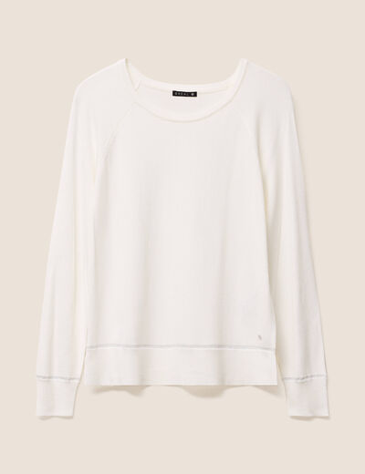 Pull col rond ecru femme