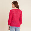 Pull manches 3/4 ajouré rose fushia femme