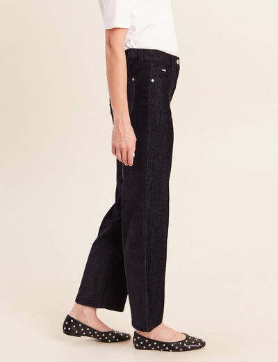 Jean taille haute en velours denim brut femme