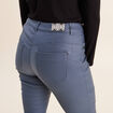 Pantalon enduit ajust&eacute; taille bascul&eacute;e bleu fonc&eacute; femme