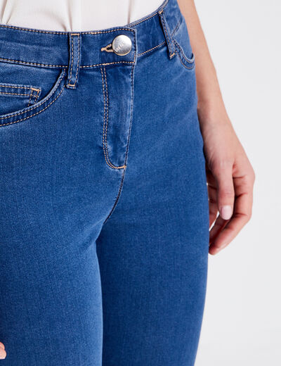 Jeans léger taille haute 7/8ème denim double stone femme