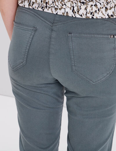 Pantalon léger taille standard 7/8ème vert kaki femme