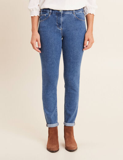 Jean ajusté 7/8ème 5 poches denim stone femme