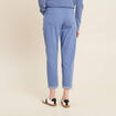 Pantalon coupe droite à coulisse bleu ciel femme