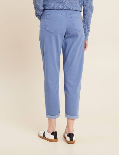 Pantalon coupe droite à coulisse bleu ciel femme