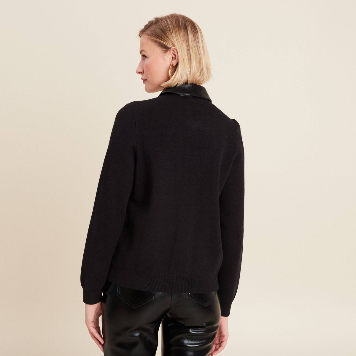 Gilet zippé manches longues noir femme