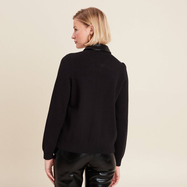 Gilet zippé manches longues noir femme