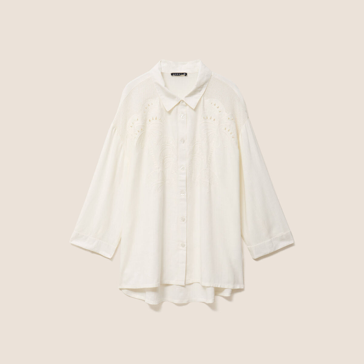 Chemise ample manches 3/4 col chemise ecru femme