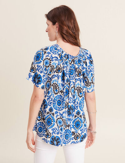 Blouse manches courtes bleu femme