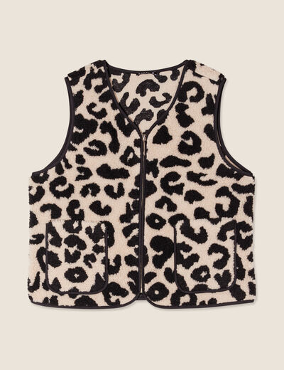 Gilet sans manches laine mouton beige femme