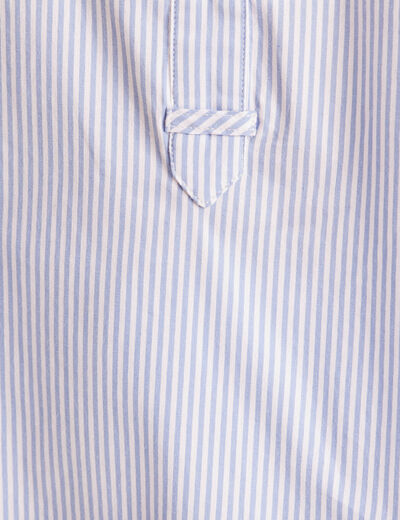 Blouse ample col chemise manches longues bleu femme