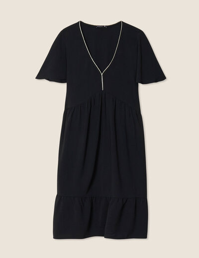 Robe évasée manches courtes noir femme