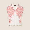 T-shirt col v manches courtes ecru femme