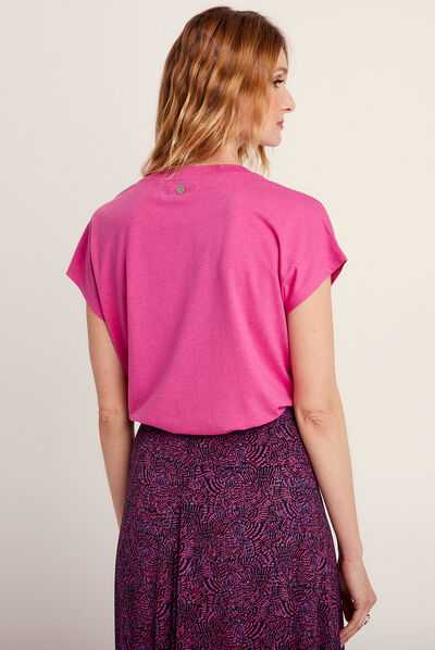 T-shirt manches courtes rose fushia femme