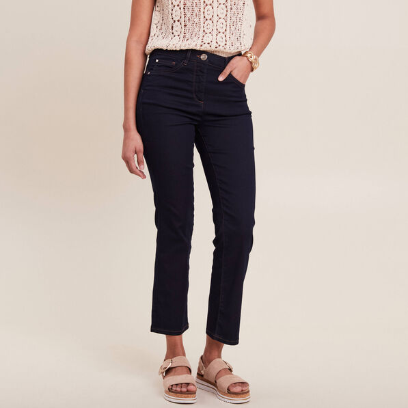 Jean droit taille haute 7/8ème denim brut femme