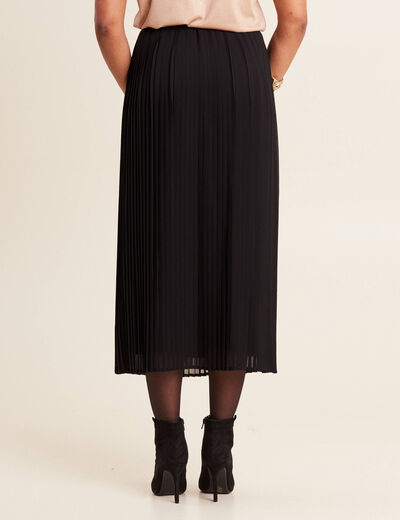 Jupe longue évasée plissée noir femme