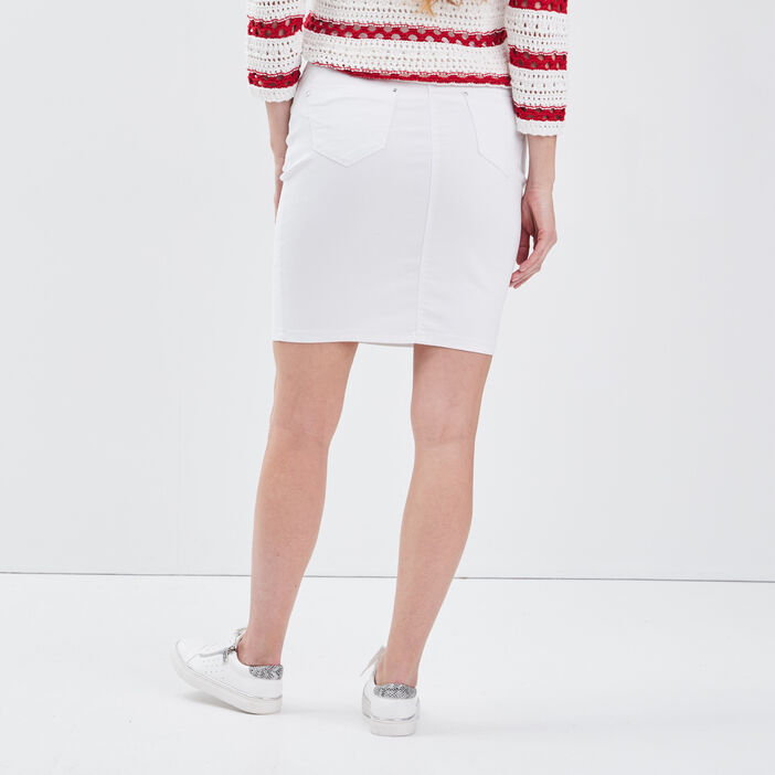 Jupe droite en jean blanc femme