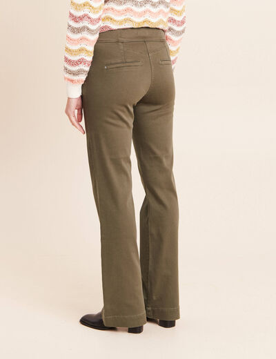 Pantalon coupe bootcut &agrave; pont vert kaki femme
