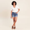 T-shirt col v manches courtes ecru femme