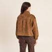 Veste ample col montant doubl&eacute;e marron fonc&eacute; femme