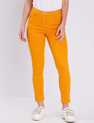 Pantalon léger taille standard 7/8ème jaune moutarde femme