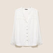 Blouse satin&eacute;e manches longues ecru femme