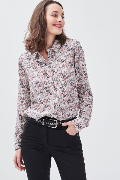Chemise manches longues ecru femme