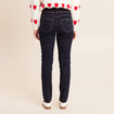 Jean ajust&eacute; taille haute longue denim brut femme