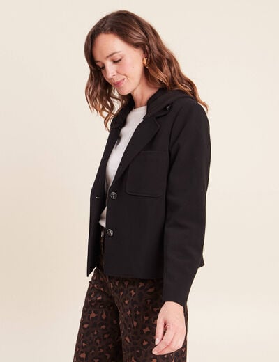 veste cintr&eacute;e doubl&eacute;e avec capuche noir femme
