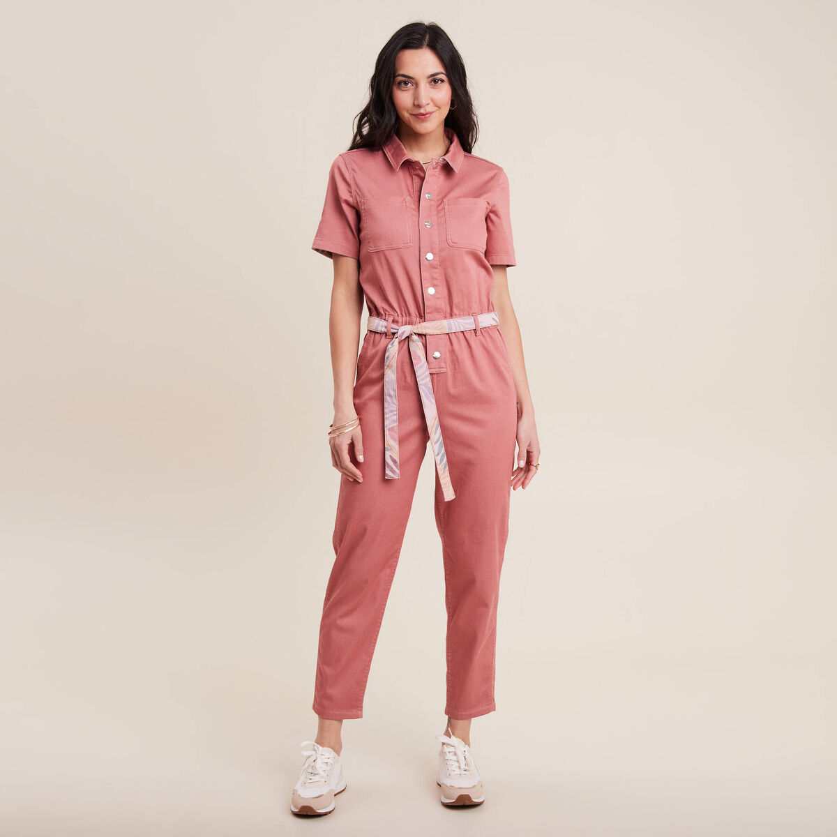 Combinaison pantalon r&eacute;versible orange corail femme