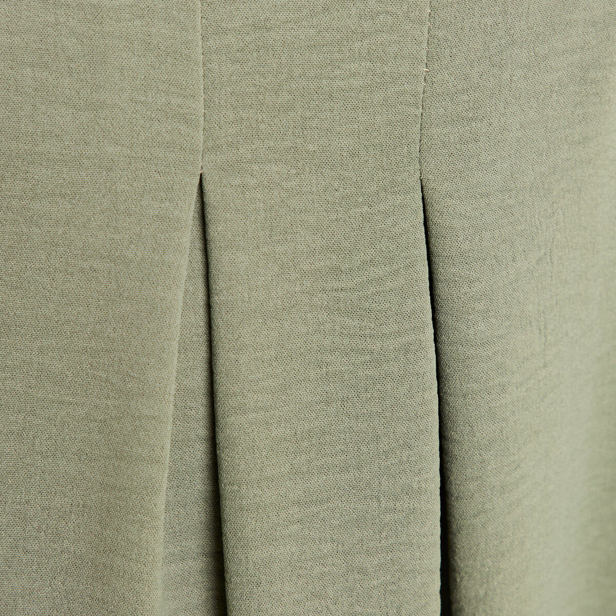 Jupe longue évasée ceinturée vert kaki femme