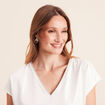 T-shirt col V manches courtes ecru femme
