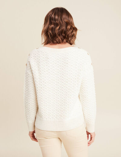 Pull manches longues ecru femme
