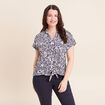 Blouse manches courtes nou&eacute;e bleu femme