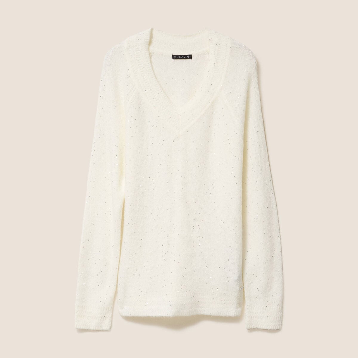 Pull manches longues ecru femme