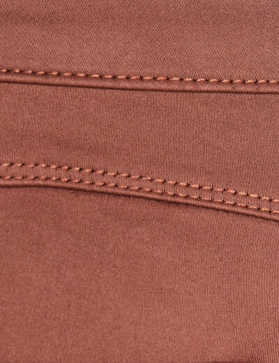 Pantalon coupe ajust&eacute;e taille haute marron femme