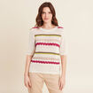 Pull dentelle col bateau multicolore femme