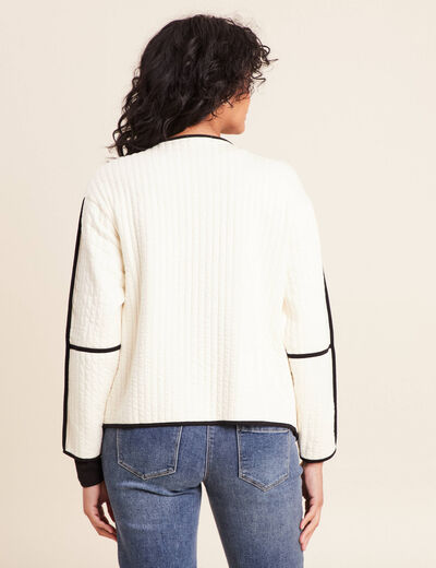 Veste manches longues sans col ecru femme