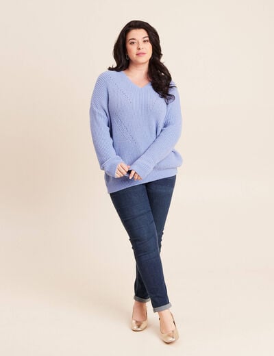 Pull manches longues bleu ciel femme